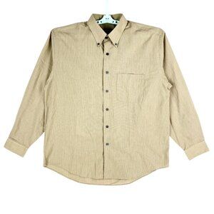 Van Heusen Men's Wrinkle-Free Stain Shield Button-Down Tan Shirt Size L 16-16.5